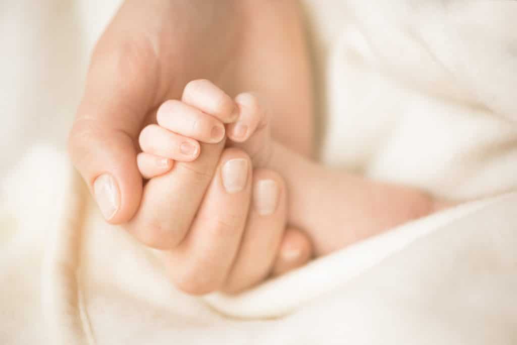 maternity babys hand with mother